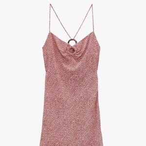 Red and Pink Animal Print Zara Midi Dress